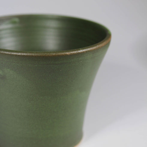Mini Moss Green Fluted Handmade Ceramic Plant Pot
